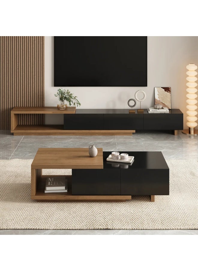 Malazhouse Modern extendable Living room Set Brown and Black - Image 2